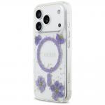 Carcasa Guess Resin Flowers Glitter cu MagSafe compatibila cu iPhone 17 Pro, Mov 3 - lerato.ro