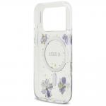 Carcasa Guess Resin Flowers Glitter cu MagSafe compatibila cu iPhone 17 Pro, Mov 8 - lerato.ro