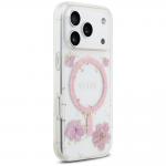 Carcasa Guess Resin Flowers Glitter cu MagSafe compatibila cu iPhone 17 Pro, Roz 5 - lerato.ro