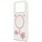 Carcasa Guess Resin Flowers Glitter cu MagSafe compatibila cu iPhone 17 Pro, Roz 7 - lerato.ro
