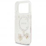 Carcasa Guess Resin Flowers Glitter cu MagSafe compatibila cu iPhone 17 Pro, Roz 8 - lerato.ro
