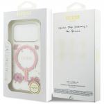Carcasa Guess Resin Flowers Glitter cu MagSafe compatibila cu iPhone 17 Pro, Roz 9 - lerato.ro