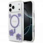 Carcasa Guess Resin Flowers Glitter cu MagSafe compatibila cu iPhone 17 Pro Max, Mov 4 - lerato.ro