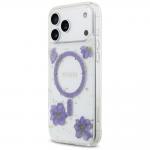 Carcasa Guess Resin Flowers Glitter cu MagSafe compatibila cu iPhone 17 Pro Max, Mov 3 - lerato.ro