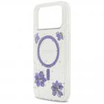 Carcasa Guess Resin Flowers Glitter cu MagSafe compatibila cu iPhone 17 Pro Max, Mov 7 - lerato.ro