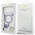 Carcasa Guess Resin Flowers Glitter cu MagSafe compatibila cu iPhone 17 Pro Max, Mov 9 - lerato.ro