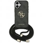 Carcasa Guess 4G Big Logo Cord Stap Crossbody compatibila cu iPhone 17, Negru