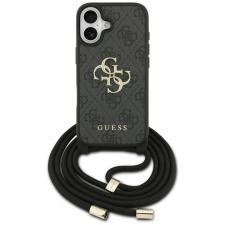 Carcasa Guess 4G Big Logo Cord Stap Crossbody compatibila cu iPhone 17, Negru
