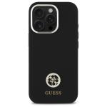Carcasa Guess Silicone Logo Strass 4G compatibila cu iPhone 16 Pro Max, Negru 2 - lerato.ro
