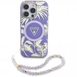 Carcasa Guess Palm Trees Triangle Pearl Strap cu MagSafe compatibila cu iPhone 16 Pro, Mov 2 - lerato.ro