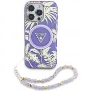 Carcasa Guess Palm Trees Triangle Pearl Strap cu MagSafe compatibila cu iPhone 16 Pro, Mov
