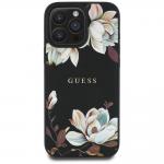 Carcasa Guess Grained Printed Flower Pattern cu MagSafe compatibila cu iPhone 16 Pro, Negru 2 - lerato.ro