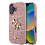 Carcasa Guess Fixed Glitter Big 4G compatibila cu iPhone 16 Plus, Roz 4 - lerato.ro