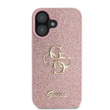 Carcasa Guess Fixed Glitter Big 4G compatibila cu iPhone 16 Plus, Roz