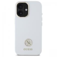 Huse si carcase iPhone 16, Carcasa Guess Silicone Logo Strass 4G compatibila cu iPhone 16, Alb, lerato.ro