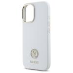 Carcasa Guess Silicone Logo Strass 4G compatibila cu iPhone 16, Alb 7 - lerato.ro