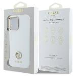 Carcasa Guess Silicone Logo Strass 4G compatibila cu iPhone 16, Alb 9 - lerato.ro