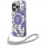 Carcasa Guess Palm Trees Triangle Pearl Strap cu MagSafe compatibila cu iPhone 16 Pro Max, Mov 3 - lerato.ro