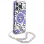 Carcasa Guess Palm Trees Triangle Pearl Strap cu MagSafe compatibila cu iPhone 16 Pro Max, Mov 4 - lerato.ro