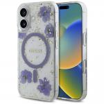 Carcasa Guess Resin Flowers Glitter cu MagSafe compatibila cu iPhone 16, Mov 4 - lerato.ro