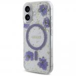 Carcasa Guess Resin Flowers Glitter cu MagSafe compatibila cu iPhone 16, Mov 3 - lerato.ro
