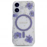 Carcasa Guess Resin Flowers Glitter cu MagSafe compatibila cu iPhone 16, Mov 2 - lerato.ro