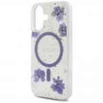 Carcasa Guess Resin Flowers Glitter cu MagSafe compatibila cu iPhone 16, Mov 7 - lerato.ro
