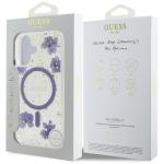 Carcasa Guess Resin Flowers Glitter cu MagSafe compatibila cu iPhone 16, Mov 9 - lerato.ro