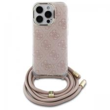 Carcasa Guess Crossbody Cord 4G Print compatibila cu iPhone 16 Pro, Roz