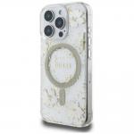 Carcasa Guess Resin Flowers Glitter cu MagSafe compatibila cu iPhone 16 Pro Max, Bej 3 - lerato.ro