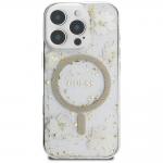 Carcasa Guess Resin Flowers Glitter cu MagSafe compatibila cu iPhone 16 Pro Max, Bej 2 - lerato.ro