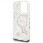 Carcasa Guess Resin Flowers Glitter cu MagSafe compatibila cu iPhone 16 Pro, Bej 8 - lerato.ro