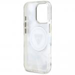 Carcasa Guess Glitter Flowers Triangle Buttons cu MagSafe compatibila cu iPhone 16 Pro, Alb 8 - lerato.ro
