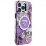Carcasa Guess Glitter Flowers Triangle Buttons cu MagSafe compatibila cu iPhone 16 Pro, Mov 5 - lerato.ro