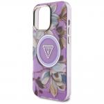 Carcasa Guess Glitter Flowers Triangle Buttons cu MagSafe compatibila cu iPhone 16 Pro, Mov 7 - lerato.ro