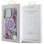 Carcasa Guess Glitter Flowers Triangle Buttons cu MagSafe compatibila cu iPhone 16 Pro Max, Mov 9 - lerato.ro