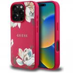 Carcasa Guess Grained Printed Flower Patter cu MagSafe compatibila cu iPhone 16 Pro Max, Fuchsia 4 - lerato.ro