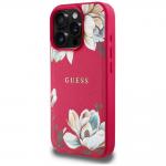 Carcasa Guess Grained Printed Flower Patter cu MagSafe compatibila cu iPhone 16 Pro Max, Fuchsia 3 - lerato.ro