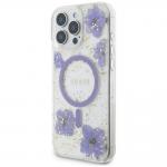 Carcasa Guess Resin Flowers Glitter cu MagSafe compatibila cu iPhone 16 Pro, Mov 3 - lerato.ro