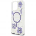 Carcasa Guess Resin Flowers Glitter cu MagSafe compatibila cu iPhone 16 Pro, Mov 7 - lerato.ro