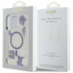 Carcasa Guess Resin Flowers Glitter cu MagSafe compatibila cu iPhone 16 Pro, Mov 9 - lerato.ro