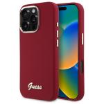 Carcasa Guess Silicone Script Metal Logo compatibila cu iPhone 16 Pro Max, Rosu 4 - lerato.ro