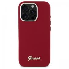 Carcasa Guess Silicone Script Metal Logo compatibila cu iPhone 16 Pro Max, Rosu