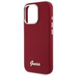 Carcasa Guess Silicone Script Metal Logo compatibila cu iPhone 16 Pro Max, Rosu 7 - lerato.ro