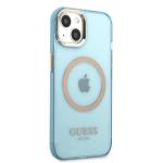 Carcasa Guess Gold Outline Translucent cu MagSafe compatibila cu iPhone 13 / 14 / 15, Albastru 5 - lerato.ro