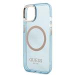 Carcasa Guess Gold Outline Translucent cu MagSafe compatibila cu iPhone 13 / 14 / 15, Albastru 7 - lerato.ro