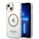 Carcasa Guess Gold Metal Outline cu MagSafe compatibila cu iPhone 13 / 14 / 15, Transparent 4 - lerato.ro