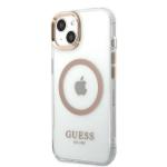 Carcasa Guess Gold Metal Outline cu MagSafe compatibila cu iPhone 13 / 14 / 15, Transparent 3 - lerato.ro