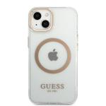 Carcasa Guess Gold Metal Outline cu MagSafe compatibila cu iPhone 13 / 14 / 15, Transparent 2 - lerato.ro