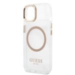 Carcasa Guess Gold Metal Outline cu MagSafe compatibila cu iPhone 13 / 14 / 15, Transparent 7 - lerato.ro